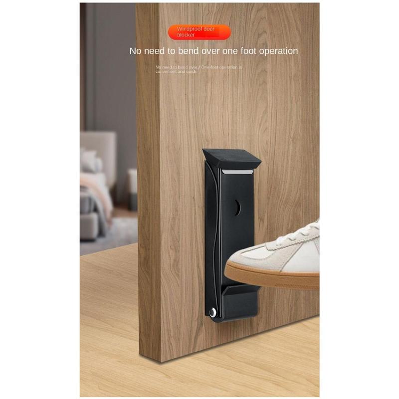 Product Introduction of New Stainless Steel Folding Door Stop Self Adhesive No Drilling Door Wedge Anti-collision Sound Dampening Door Holder Door 29