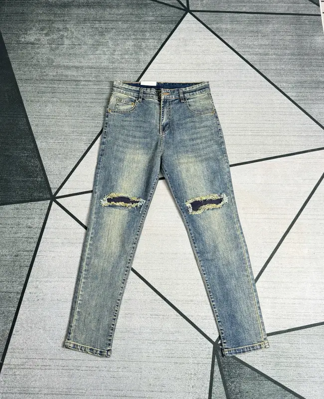 Quần jean nam xanh Pơ Bồ boy phố trơn , cào xước, Rách gối, mẫu  mới hot trend -CS77 STORE Menswear Pants Có Túi 6