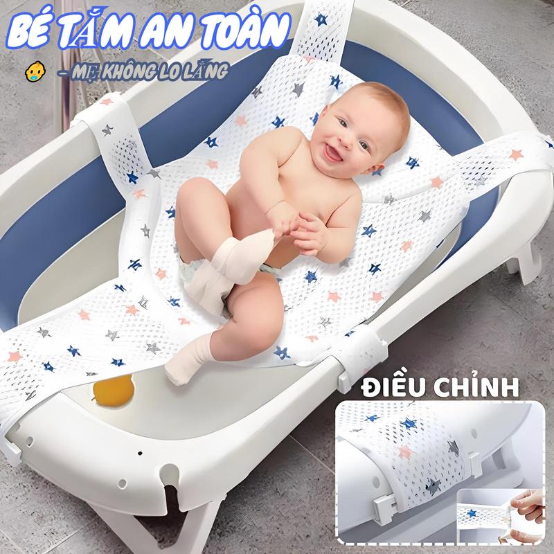  Lưới Tắm Chống Trượt Cho Bé Sơ Sinh Thiết Kế Điều Chỉnh Kích Thước Linh Hoạt & Mềm Mại Khô Nhanh Sau Khi Dùng - Giúp Bé Tắm Thoải Mái Mẹ Nhàn Tênh 
