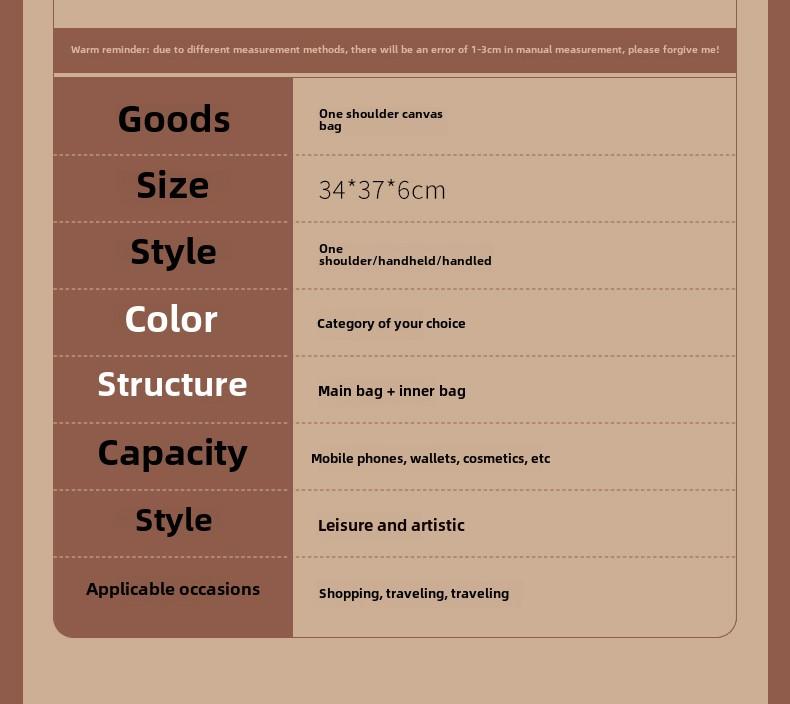 Product Introduction of Official Brown Bear Canvas Bag 2025 New Student Artistic Shoulder Bag| Men's Study Tote 6