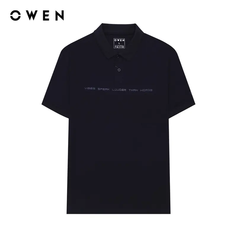 OWEN - Áo polo nam ngắn tay Body Fit APV243787 màu Xanh tím than chất liệu CVC Spandex  Hoạ tiết In/thêu Menswear 0