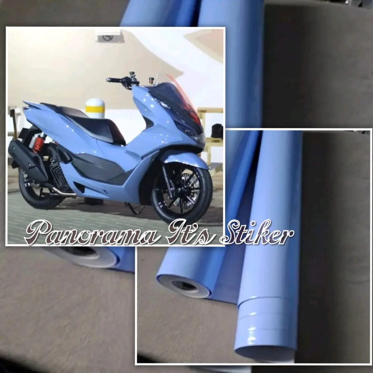 SKOTLET MOTOR STIKER BIRU PASTEL /STICKER MOTOR PASTEL BIRU