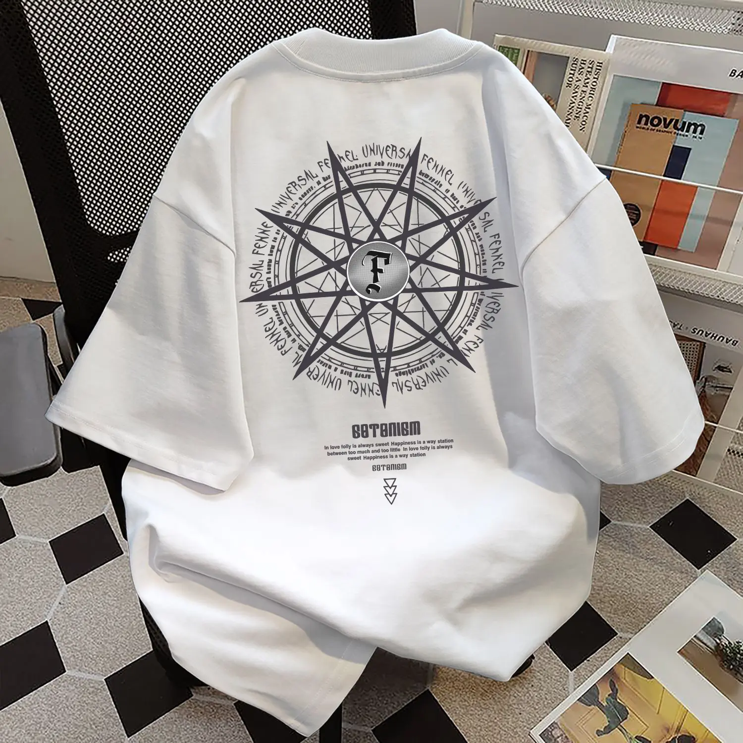 NASA IDOL T-shirt Kaos Pria Putih Oversize Lengan Pendek Kece Distro Lengan Pendek vintage Render Print Keren epidemic C305