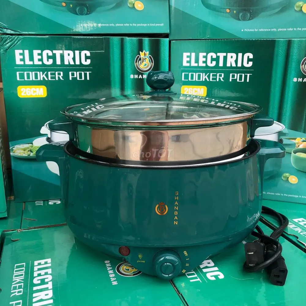 Nồi Nấu Đa Năng,Chảo Điện,Nồi Lẩu Điện Mini ELECTRIC COOKER POT SHANBAN noi lauda