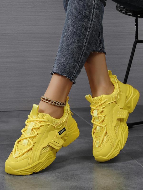 Women's Fashionable Solid Lace Up Sports Gym Sneakers, Casual Comfortable Sports Gym Shoes for Daily Wear, Female All-match Round Toe Sports Shoes for Daily Wear 2