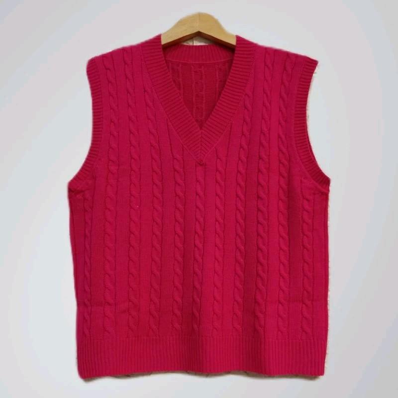 azura rompi rajut cewek cowok V-Neck Santai 3