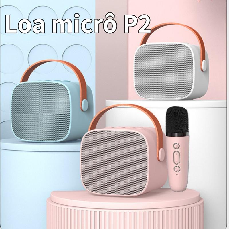Loa bluetooth karaoke mini P2-K1 mẫu mới nhỏ gọn, tặng micro không dây biến đổi giọng nói - Hàng nhập khẩu cao cấp Củ Loa Nghe Nhạc Kem 0