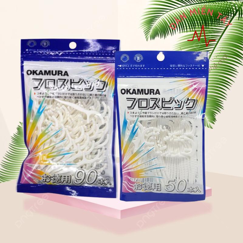 Tăm chỉ nha khoa Okamura bịch 90 cây 50 cây 90P 50P tăm niềng răng