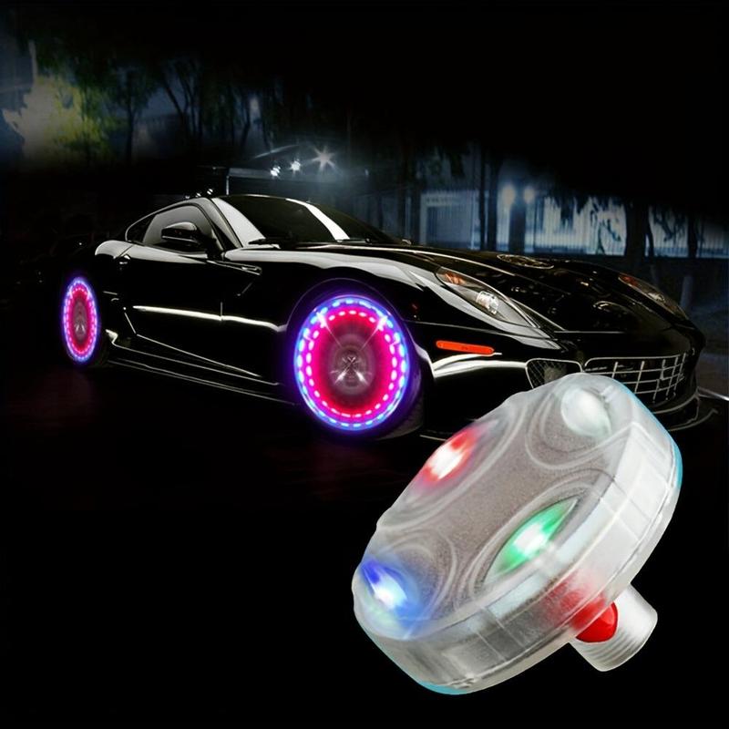 Solar Powered Car Wheel Hub Light, Car Motorcycle Tire Decorative Light, LED Valve Stem Light, Colorful Wheel Hub Flashing Light 0