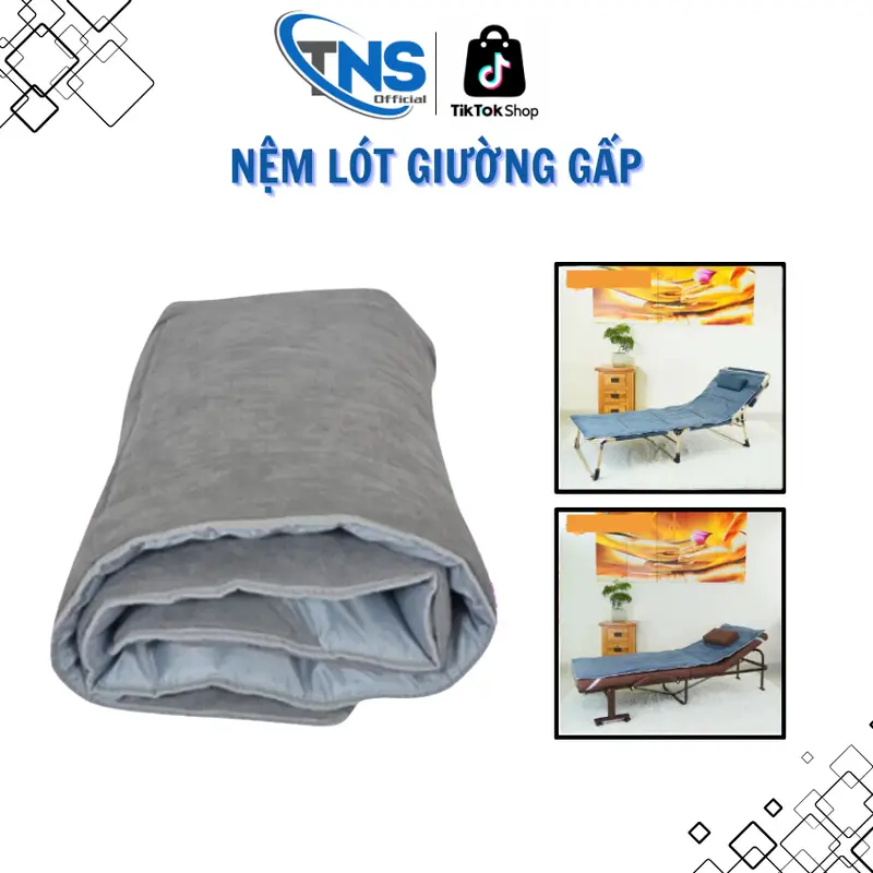 Ga giường gấp gọn, đệm trải ghế xếp văn phòng, chất vải da lộn Oxford thông thoáng siêu bền. Phù hợp với các dòng ghế 0
