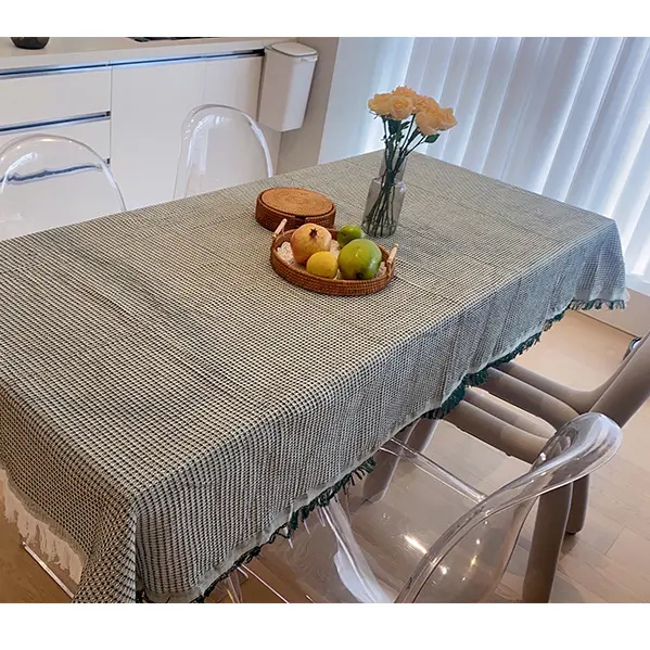 Khăn trải bàn dài, phong cách Cổ Điển của ba người, dệt bằng chỉ bông, có tua rua, phong cách Pháp, khăn trải Bàn cà phê, màu Trơn thích hợp cho dã ngoại và ghế Sofa, vải phủ Thông Dụng 8