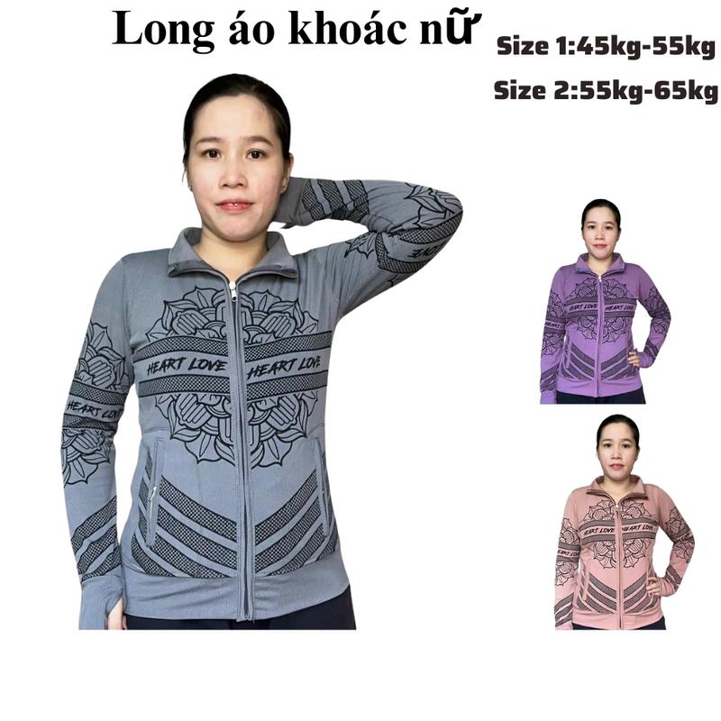Áo khoác cổ nữ mặc choàng chống nắng 4 túi với khóa kéo vải tăm gân đẹp Top thời Trang Phục Sport Fish Jacket Women Voi Kem Nhung 1