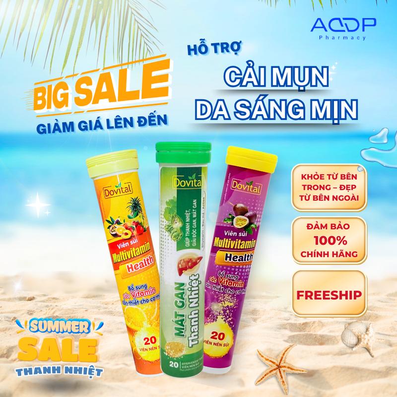 [SP LIVE] Combo 3 Vị - Tpbvsk Viên sủi Dovital bổ sung Vitamin C, Thanh nhiệt, Mát gan (Cam - Chanh leo - Râu ngô)