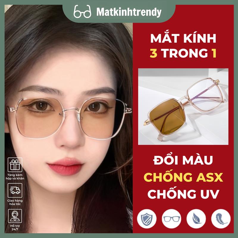 MÃ X14 Kính Đổi Màu Dưới Nắng Chống UV Kính Mát Thời Trang Nam Nữ Kính Râm Mẳt Kính Đi Đường Chống Nắng Chống Bụi Cho Nữ Tròng Đổi Màu Gradient Nhiều Màu Sắc Dành Cho Nữ Gọng Vuông Gọng Kim Loại Gọng Kính Cận Đẹp Thích Hợp Đi Biển Du Lịch Mùa Hè Năng Động