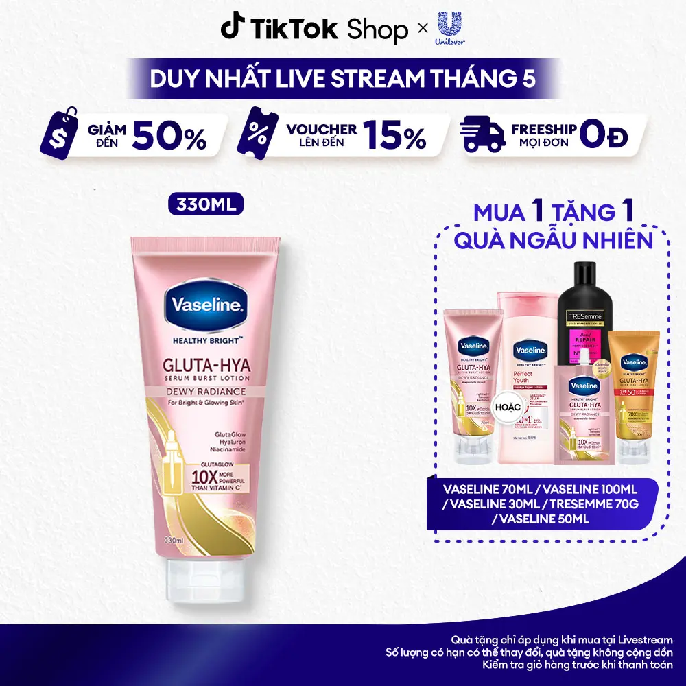 Sữa Dưỡng Da Body Ban Đêm Vaseline Gluta-Hya Hỗ Trợ Dưỡng Da Chuyên Sâu Nữ 330ML [1]