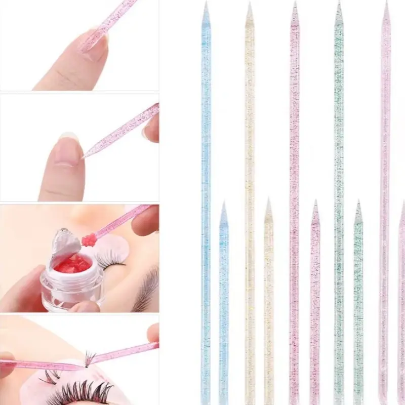 1PC/10PCS Disposable Nail Stick Cuticle Pusher Glitter Double Care Sticks Multifunction Pedicure Tools