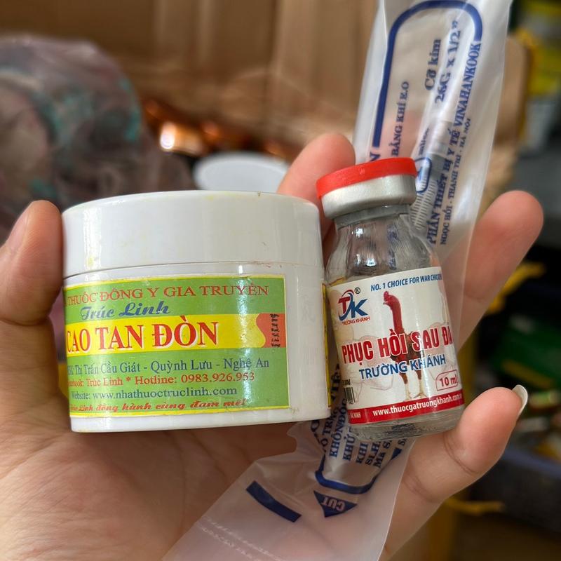  Combo 2 lọ thuốc Cao tan đòn Trúc Linh + phục hồi sau đá Trường Khánh dùng cho gà mới đá về giúp gà nhanh phục hồi giảm đau 