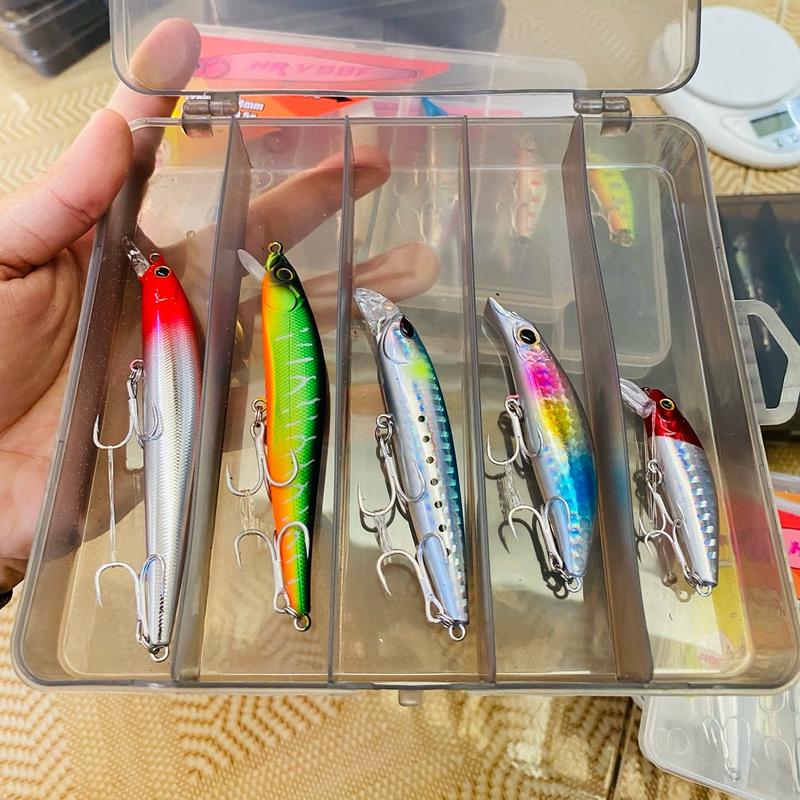 Combo 5 con Minow Câu Lure Nước Lợ, Nước Mặn Câu Cá Chẽm, Chét, Măng, Mú, Hồng,...  Khối lượng từ 6gam -14gam (tặng 5 khóa lure Snap) - Màu Ngẫu Nhiên Đi Câu Bắt Cá Fishing
