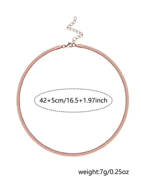 Simple Plain Stainless Steel Herringbone Chain Necklace, Fashion Jewelry for Party, Daily Clothing Decor, Trendy All-match & Exquisite Jewelry As Gift 7