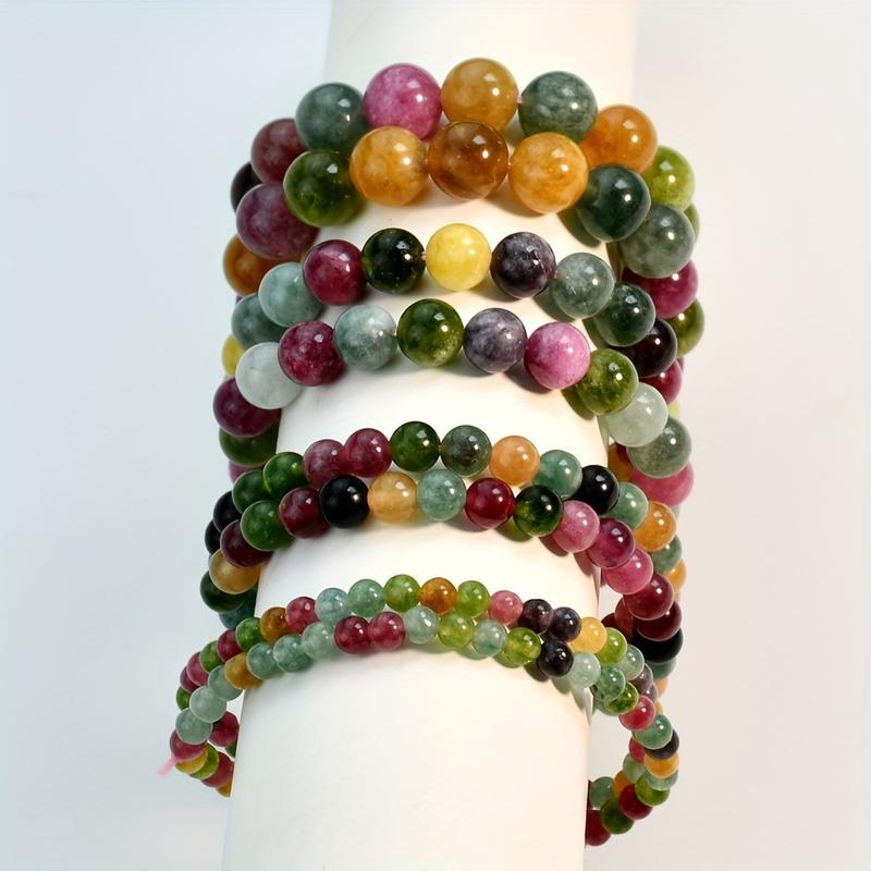 Y2g Style Rainbow Color Tourmaline Natural Stone Beaded Bracelet Women's Handmade DIY Bracelet Energy Stone 3