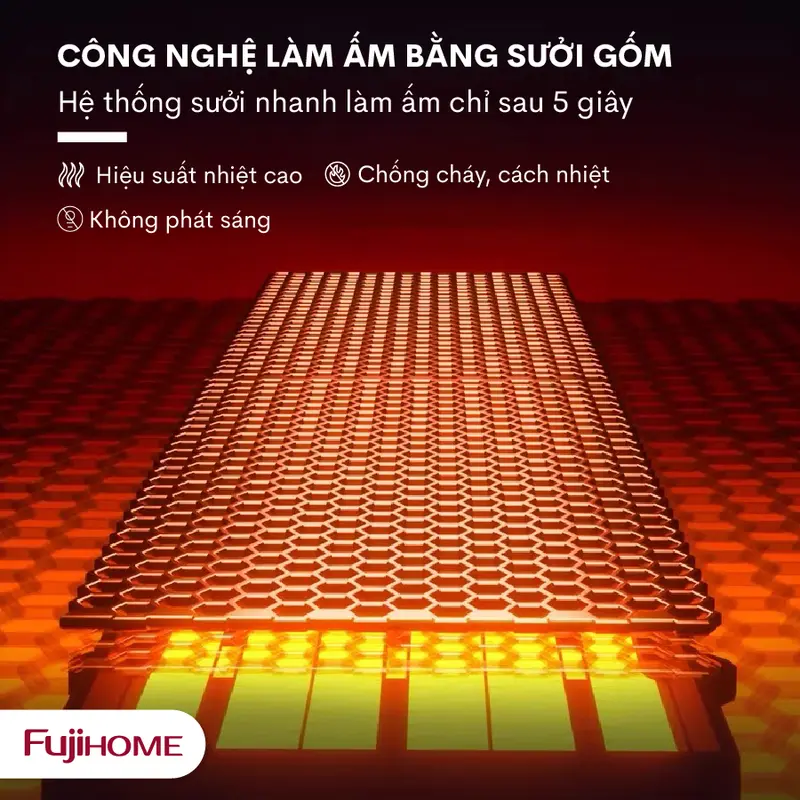 Máy sưởi gốm FH1000 Nhập Khẩu không khô da Fujihome, quạt sưởi ấm điện tự ngắt tiết kiệm điện không đốt oxy không dầu 7