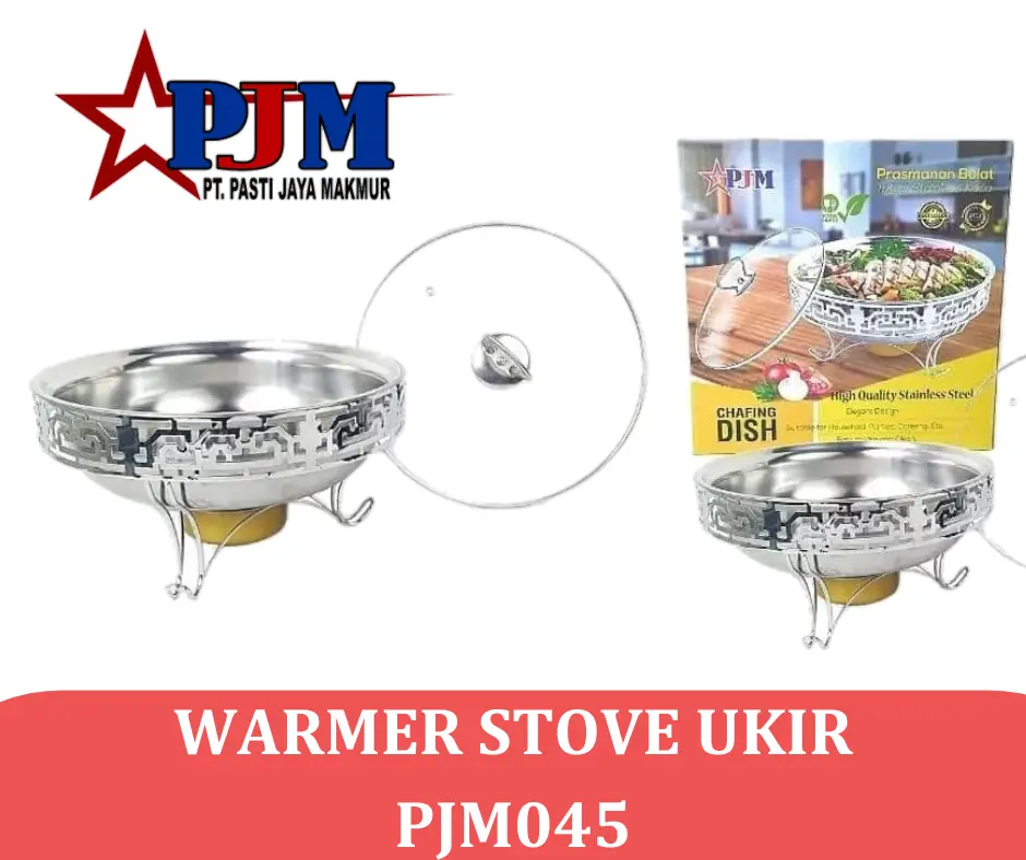 Warmer Stove Ukir/ PROMO PJM066 Ukuran 28 Tutup Kaca/Panci Prasmanan/ Panci Stainless Steels Kaca Kitchenware