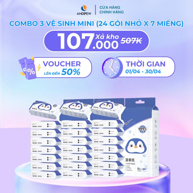 [XẢ KHO - DATE T10/2025 - COMBO 3] DEEYEO 3 Túi Giấy Ướt Vệ Sinh Tự Tan Trong Nước Mini (24 gói nhỏ x 7 miếng)