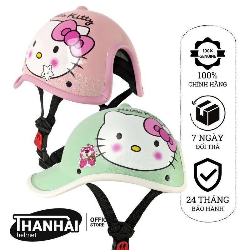 Nón Bảo Hiểm Lưỡi Trai Khoét Lỗ Trí Liễu In Hình Mèo Kitty Cute Phụ Kiện Nam Nữ