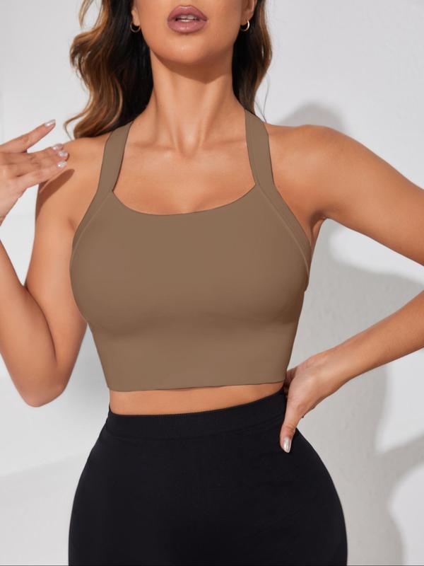 Women's Criss Cross Cut Out Sports Vest, Solid Color Sleeveless Sports Top for Yoga Gym Workout, Ladies Sportswear Clothing for Indoor Outdoor Wear, Gym Wear 4