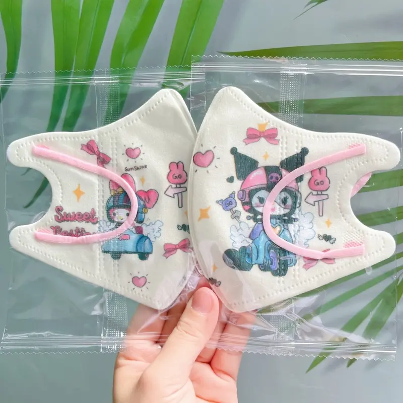 (Kuromi) 2 Size Bé Từ 0-25kg [Túi 10Cái Và Combo 50 Cái] Khẩu Trang 3D Hoạ Tiết Kuromi In Hình Dễ Thương 2 Size Cho Bé (Từ 0-25Kg) Vải Lụa Mềm Mịn 7
