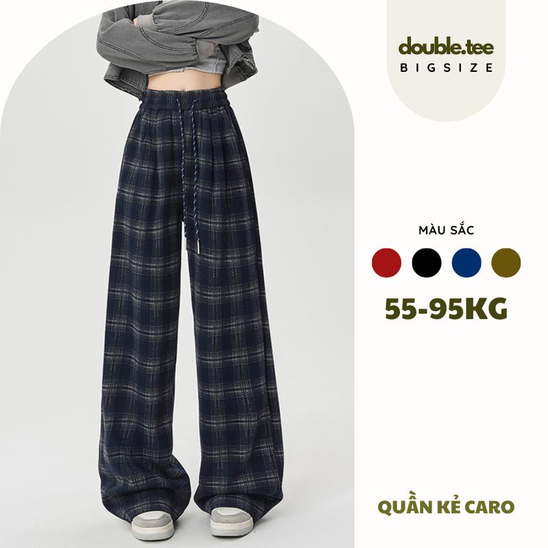 Quần Ống Suông Kẻ Caro Bigsize Chất Dạ Mịn 4 Màu Nữ Ong Women Pants sọc