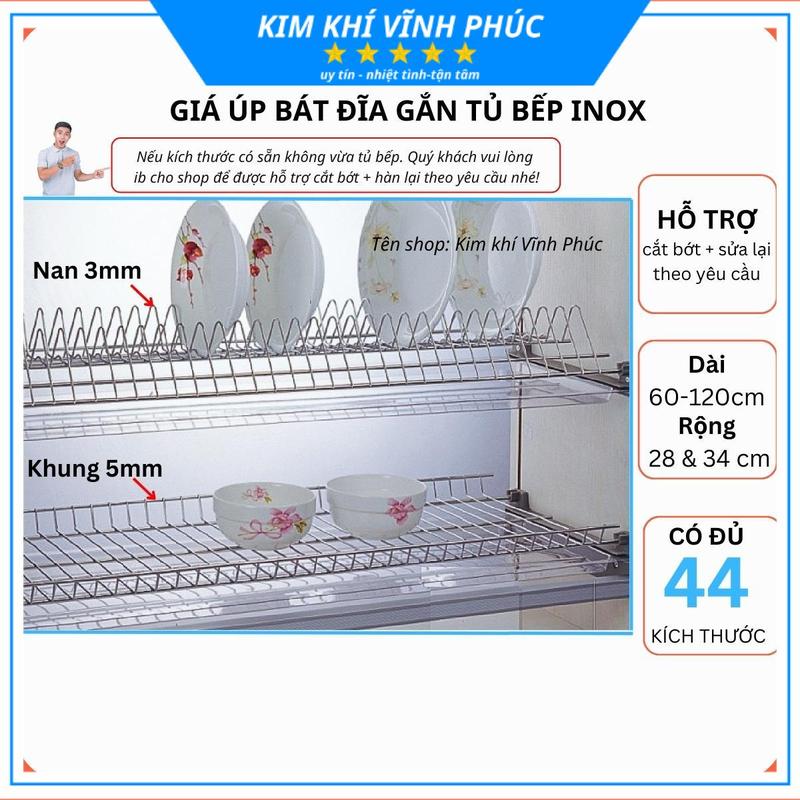 Giá khay kệ để úp bát đĩa chén ly inox gắn tủ bếp đủ loại