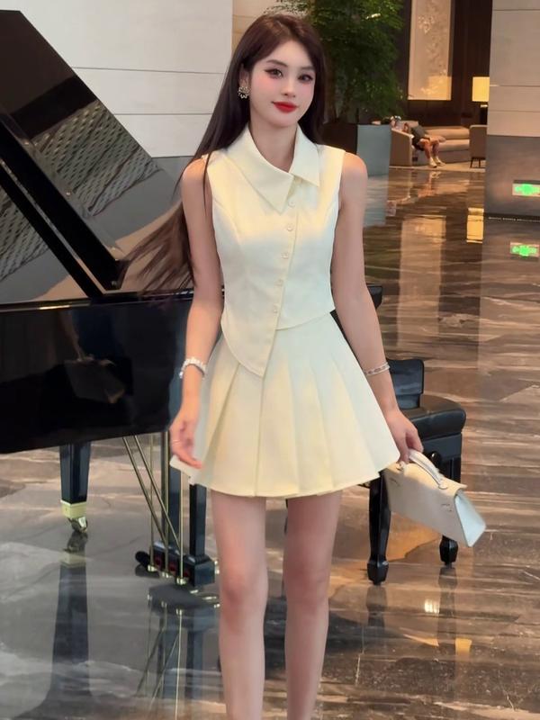 Set váy tiểu thư vạt chéo chân váy xếp ly NA&NA Clothing S024 3