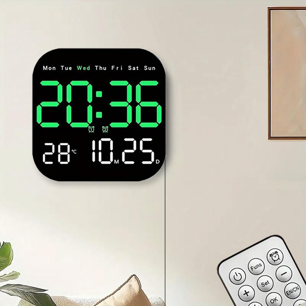 Intelligent Large Screen Digital Living Room Wall Clock with Remote Control, Battery Powered LED Wall Clock with Calendar Time and Temperature Display, Valentine's Day Gift, LED Alarm Clock, Digital Clock Decor Intelligent Large Screen Digital Living Room Wall Clock with Remote Control, Battery Powered LED Wall Clock with Calendar Time and Temperature Display, Valentine's Day Gift, LED Alarm Clock, Digital Clock Decor