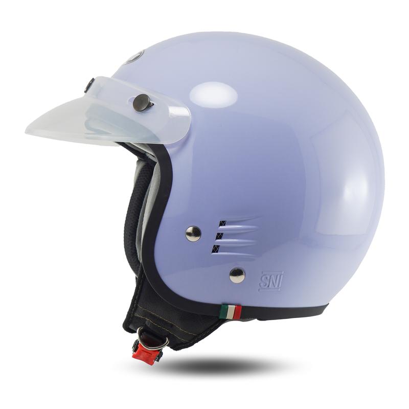 Helm Bogo Polos Pria Wanita  Hijab Friendly Terbaru Retro Pet SNI Kaca Motorcycle 8