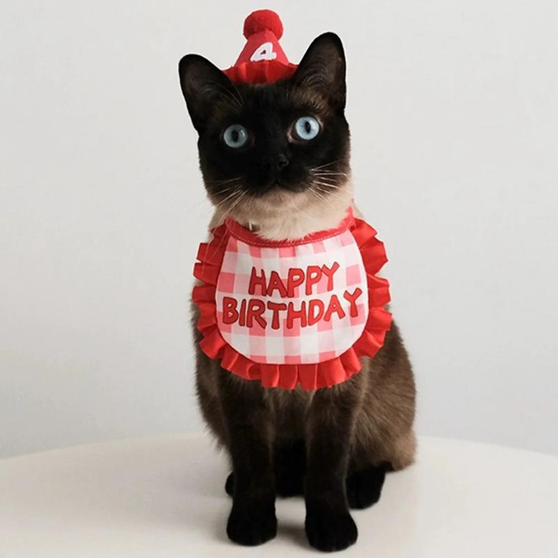 Product Introduction of Cat Birthday Scarf Hat Set Dog Birthday Party Supplies Pet Scarf Cute Puppy Birthday Hat Scarf Decor For Small Medium Pets 2024 10