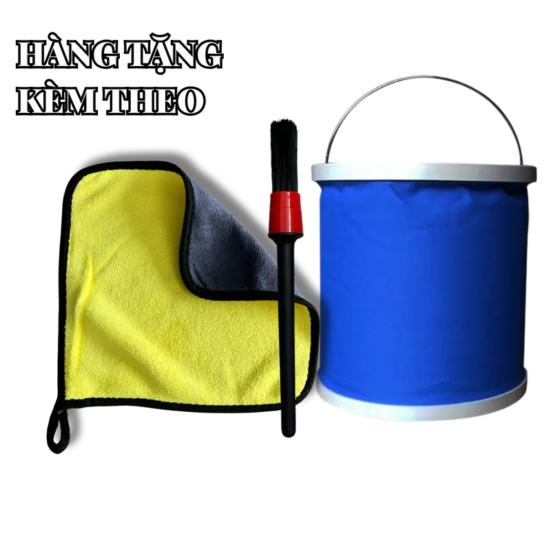 Nước rửa xe 2dcarwas 2L chất lượng cao bọt tuyết siêu bóng sơn Tặng: xô + Khăn 25x25 + cọ nhựa 1