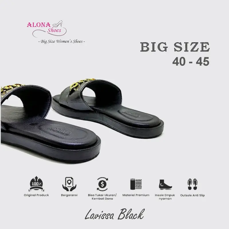 Lavissa Black | Sandal Wanita Ukuran Jumbo - Big Size 3
