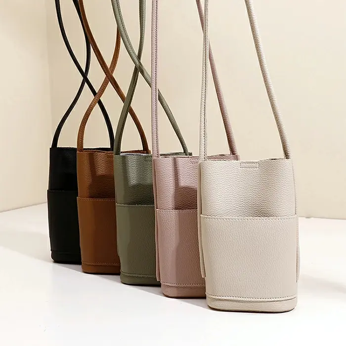 Sling Bag Fashion Women Handphone Pouch Bag Casual Simple Soft PU Leather Shoulder Crossbody Bag Mini Bucket Bag