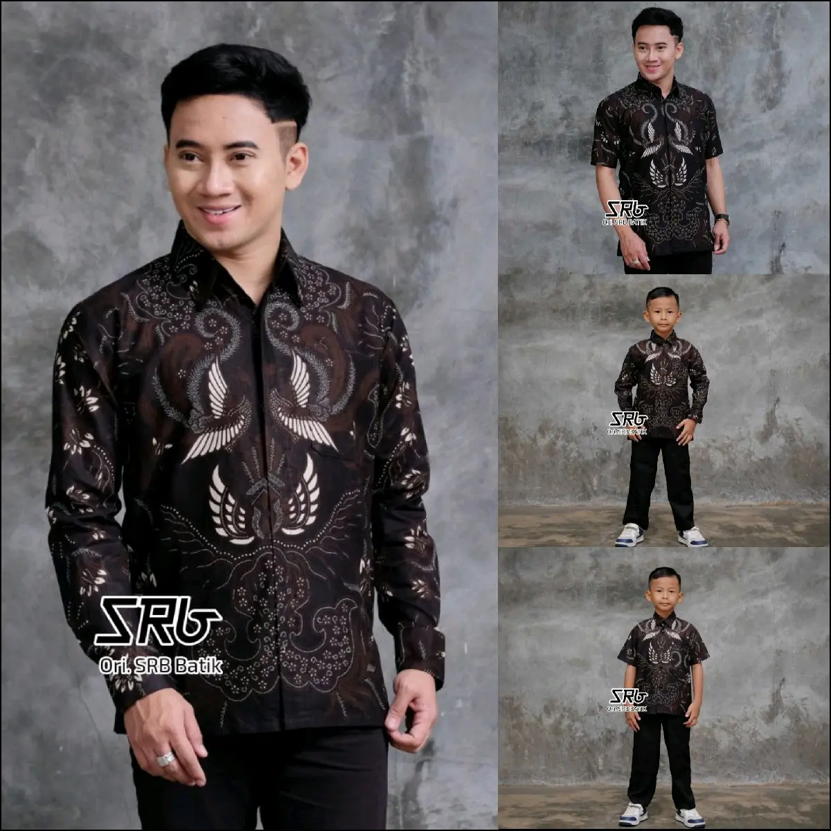 Kemeja batik ayah dan anak laki-laki lengan panjang umur 2-13 tahun motif sentani seragam Keluarga Dewasa Pendek Katun