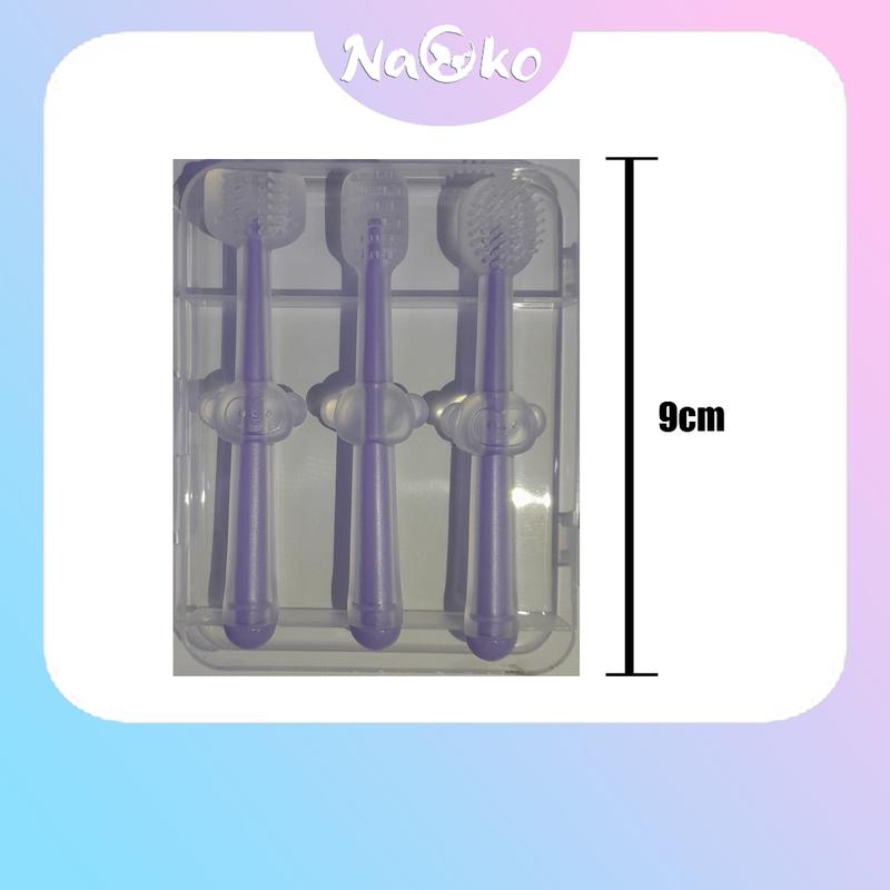 NAOKO Sikat Gigi Lidah Bayi Silikon 3in1 Food Grade GRATIS Kotak Case 3