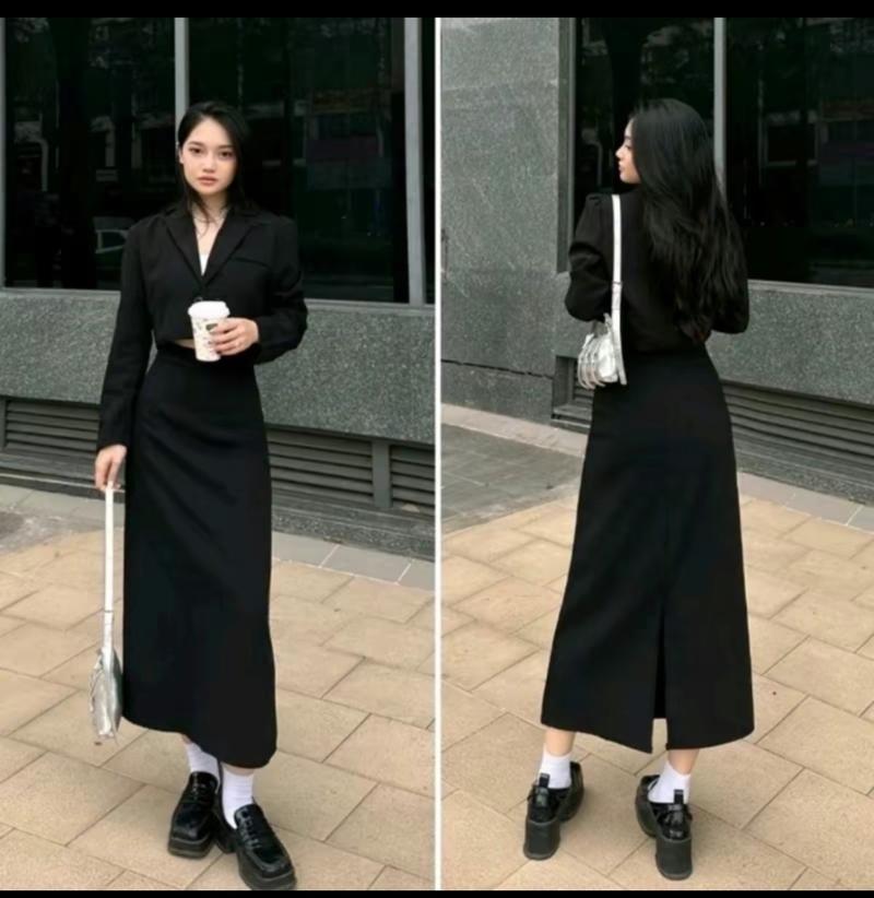 Product Introduction of Chấn váy chữ A dáng suông dài xẻ tà sau, chân váy bút chì nữ, váy thiết kế women 2