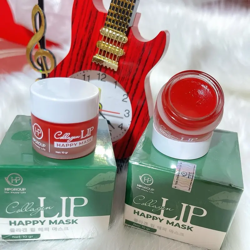 (Sỉ 10 hủ ủ môi ) Ủ Môi Collagen Lựu Đỏ Happy Lip HP GRUOP 10g Hỗ trợ mềm mướt môi, kích Hồng mờ thâm môi. Kích màu môi sau phun xăm 2