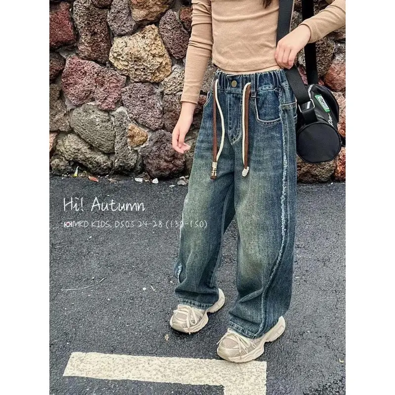 Quần jean cho bé gái sz 20-40kg ống xuông, quần jean ống rộng túi hộp hiphop 5