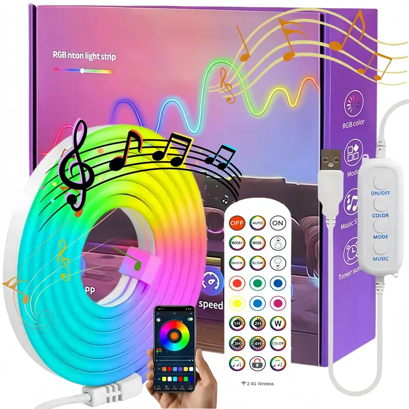 USB Powered LED Strip Light, RGB Color Changing LED Light Strip with Remote Control, Smart LED Lights for Home Party Decoration 0