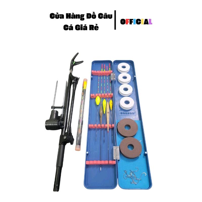 Bộ Combo Câu Đài Giá Tốt - Phù Hợp Câu Cá Ngoài Tự Nhiên - Hộp Phao Xanh - 2 Trục Câu - 10 Lưỡi Câu - Phao Điện - 5 Phao Ngày - Lựa Chọn Thêm Chống Cần 2m1.