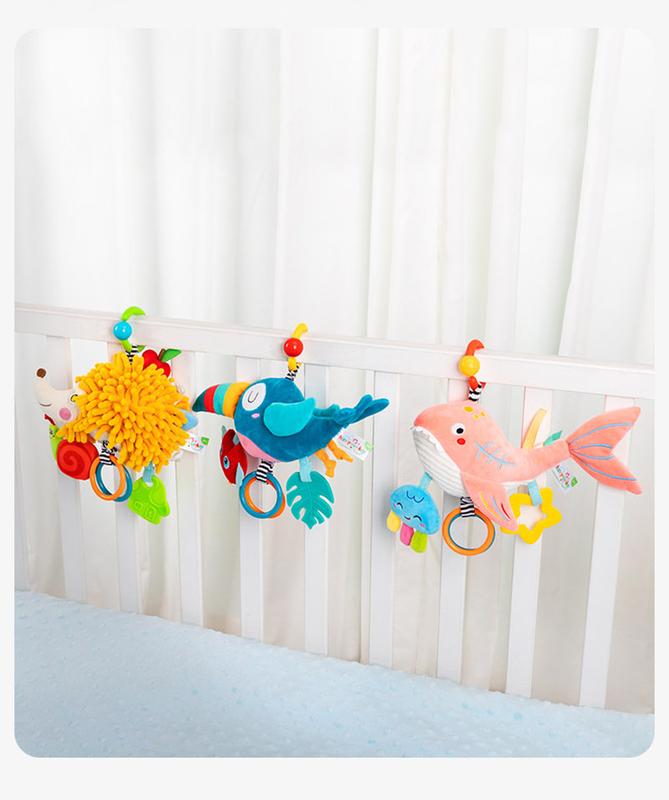 Product Introduction of Baby Music Ring Doll Baby Cart Pendant Car Safety Seat Soothing Toy 6