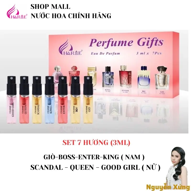 SET CHARME 7 HƯƠNG ( 7 Chai 3ML dạng xịt ) - NƯỚC HOA CHARME 1