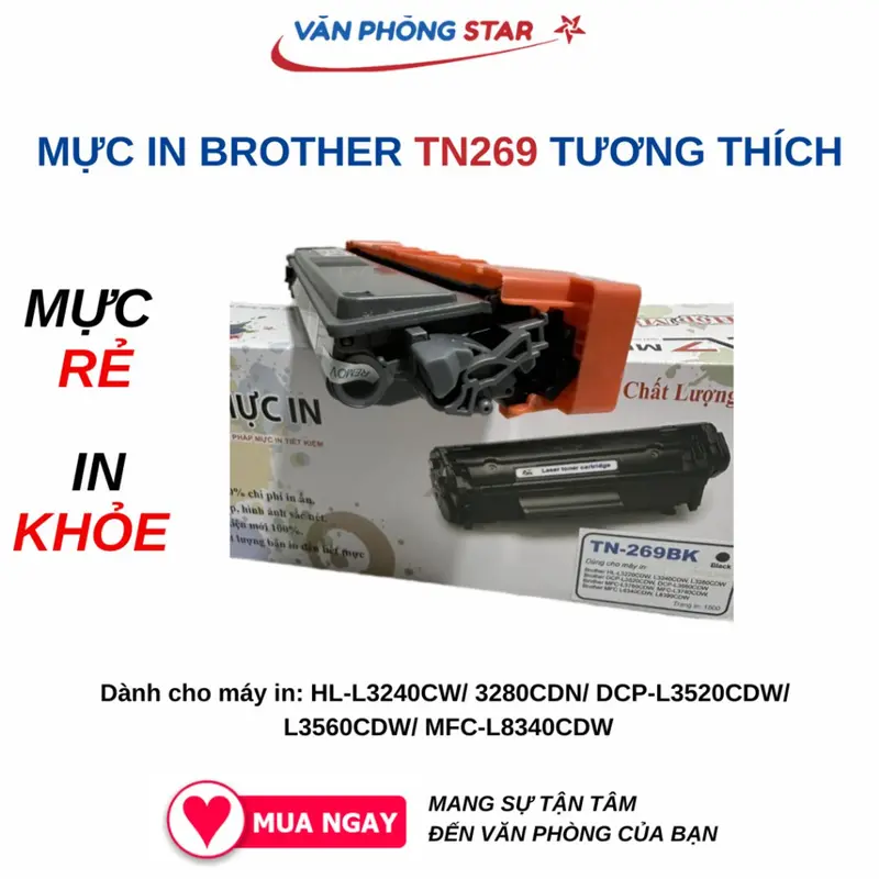Hộp mực in Brother TN269 tương thích (CÓ CHIP) cho máy in HL-L3240CW/ 3280CDN/ DCP-L3520CDW/ L3560CDW/ MFC-L8340CDW 4