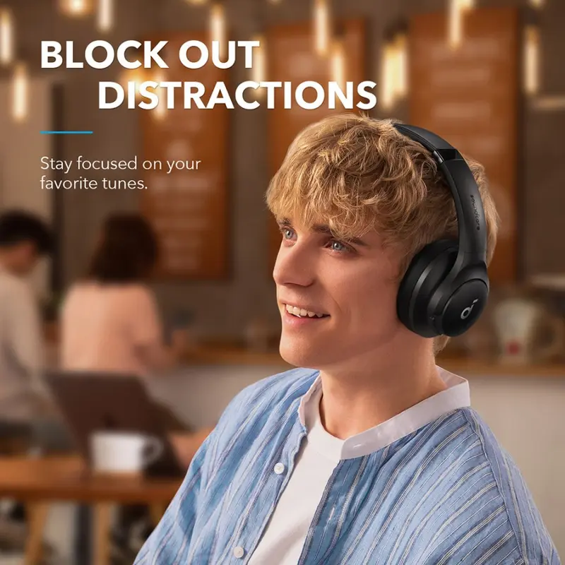 Soundcore by Anker Q20i Bluetooth Headphones with Mic Hi-Res Hybrid ANC Headset with Noise Cancelling Wireless Headphone Over-the-Ear Headphones - A3004 4